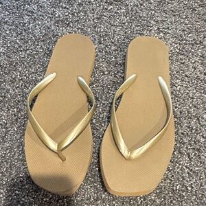 Target Women's Gold Strap Tan Footbed Flip Flop Sandals